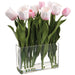 17.5" Tulip Silk Flower Arrangement w/Glass Vase -Pink (Pack of 2) - LFT700-PK