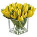8" Tulip Silk Flower Arrangement w/Glass Vase -Yellow (Pack of 6) - LFT732-YE