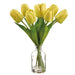 12.5" Tulip Silk Flower Arrangement w/Glass Vase -Yellow (Pack of 12) - LFT735-YE