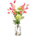 15" Sweet Pea & Snowball Silk Flower Arrangement -Green/Pink (pack of 6) - LFX017-GR/PK