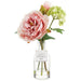 11" Peony & Snowball Silk Flower Arrangement w/Glass Vase -Pink/Green (Pack of 6) - LFX098-PK/GR