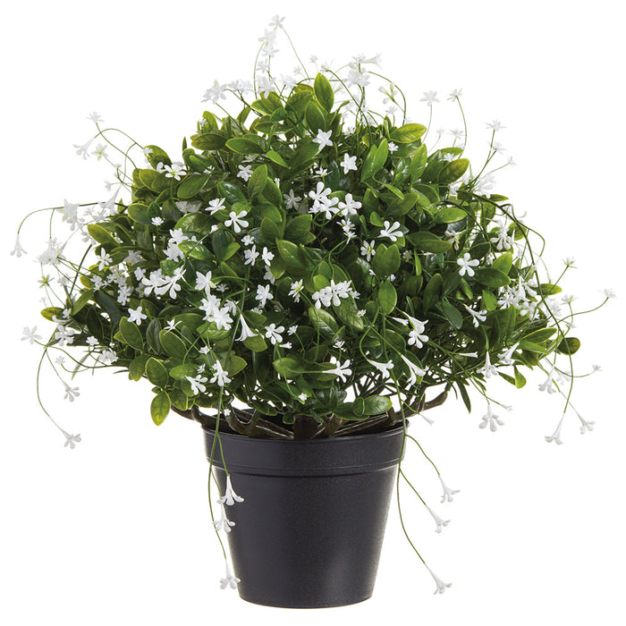 17" Outdoor UV-Resistant Artificial Baby's Breath & Trumpet Plant w/Pot -White (Pack of 4) - LFX115-WH