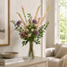 45" Foxtail Lily, Allium & Clematis Silk Flower Arrangement w/Glass Vase -Pink/Lavender - LFX194-PK/LV
