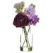 10" Ranunculus & Lilac Silk Flower Arrangement w/Glass Vase -Purple/Lavender (pack of 6) - LFX418-PU/LV
