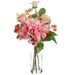 14.5" Rose & Hydrangea Silk Flower Arrangement w/Glass Vase -2 Tone Pink (Pack of 6) - LFX450-PK/TT