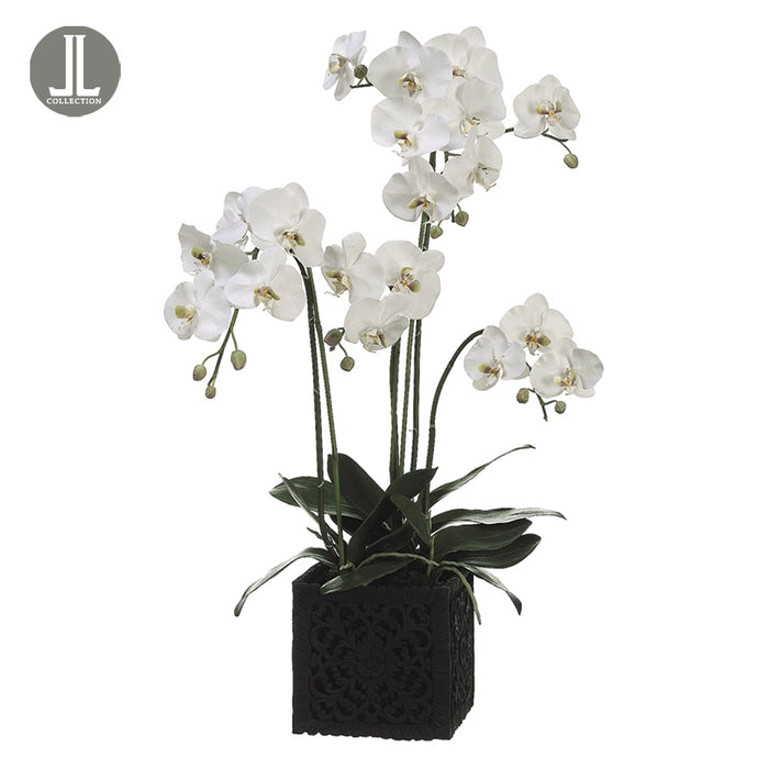 37" Handwrapped Phalaenopsis Orchid Silk Flower Arrangement -White/Green - LHO283-WH/GR