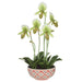 19.5" Hand-Wrapped Lady's Slipper Orchid Artificial Flower Arrangement w/Ceramic Vase -Cream/Green - LHO515-CR/GR