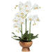 27" Hand-Wrapped Phalaenopsis Orchid Artificial Flower Arrangement w/Wood Planter -Cream/Green - LHO533-CR/GR