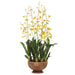 41" Hand-Wrapped Oncidium Orchid Artificial Flower Arrangement w/Wood Planter -Yellow - LHO540-YE