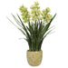 46" Hand-Wrapped Cymbidium Orchid Artificial Flower Arrangement w/Ceramic Planter -Green - LHO570-GR
