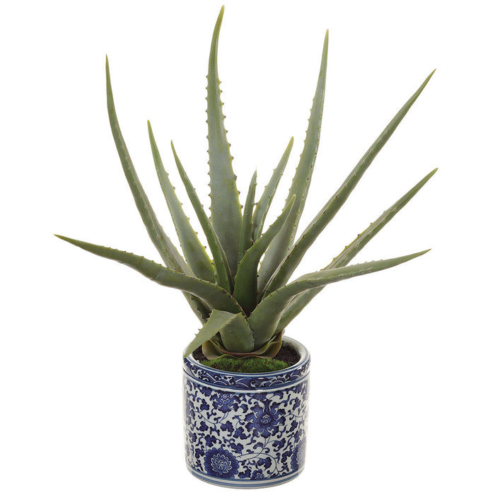 17.5" Agave Succulent Artificial Plant w/Ceramic Vase -Green (pack of 2) - LPA030-GR