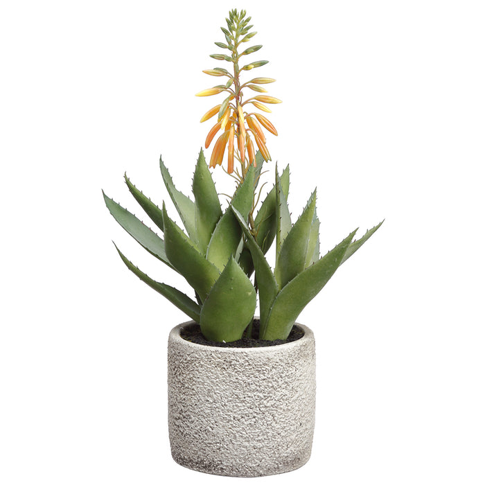 13.5" Blooming Agave Leaf Artificial Plant w/Cement Pot -Orange/Green (pack of 4) - LPA313-OR/GR