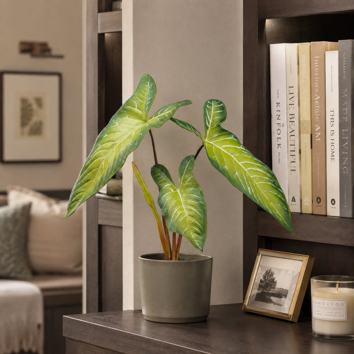 22.75" Alocasia Leaf Silk Plant w/Pot -Green (Pack of 4) - LPA358-GR
