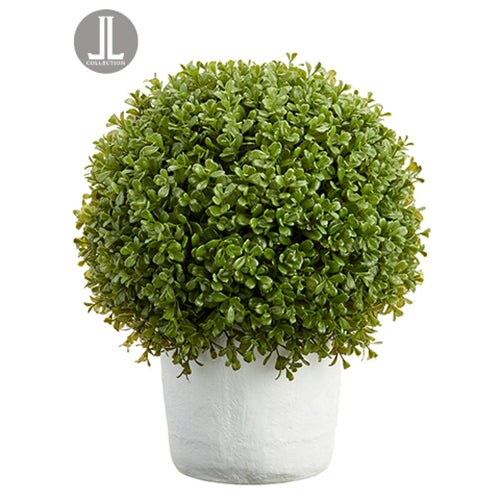 17.5" Boxwood Ball-Shaped Artificial Topiary w/Clay Pot -Green - LPB017-GR
