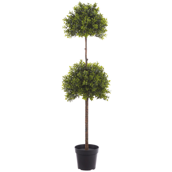39" Outdoor UV-Resistant Artificial Double Boxwood Ball-Shaped Topiary w/Pot -Green (Pack of 2) - LPB036-GR