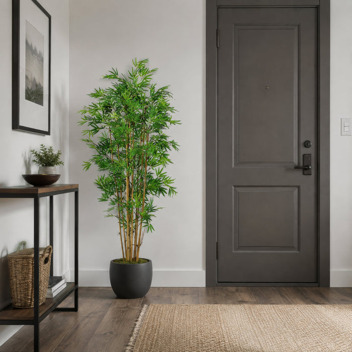 5' Japanese Bamboo Silk Tree w/Pot -2,400 Leaves -2 Tone Green - LZB051-GR/TT