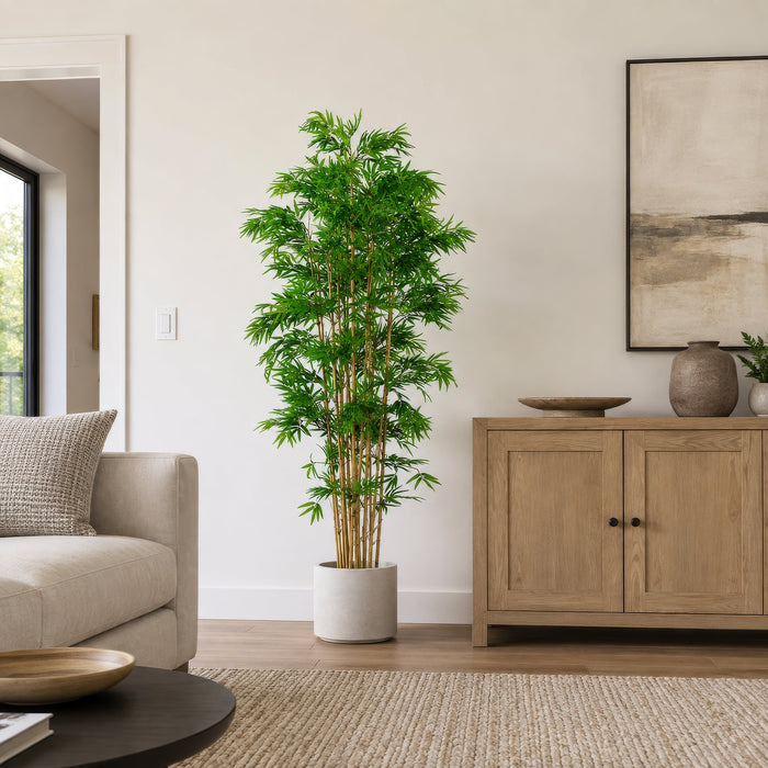6' Japanese Bamboo Silk Tree w/Pot -3,360 Leaves -2 Tone Green - LZB052-GR/TT
