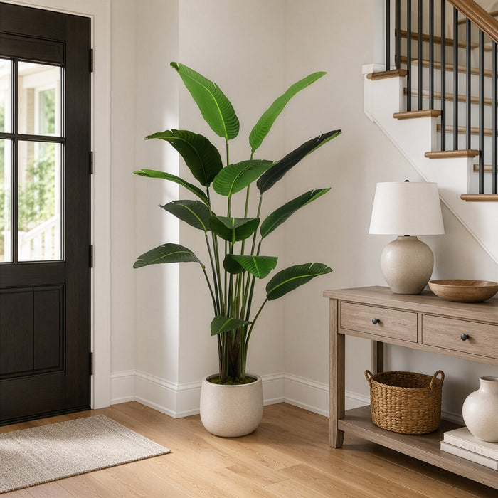 6'3" Silk Bird Of Paradise Plant w/Pot -Green (Pack of 2) - LPB072-GR