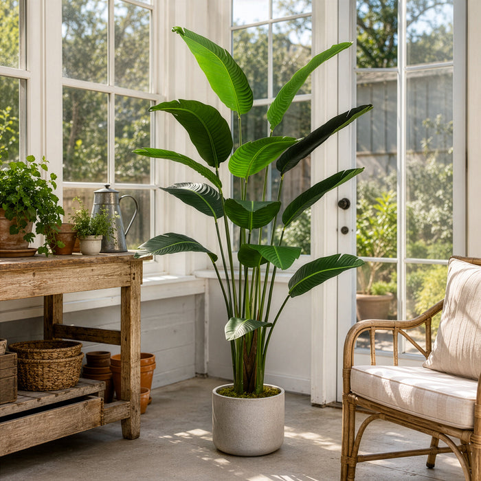 6'3" Silk Bird Of Paradise Plant w/Pot -Green (Pack of 2) - LPB072-GR