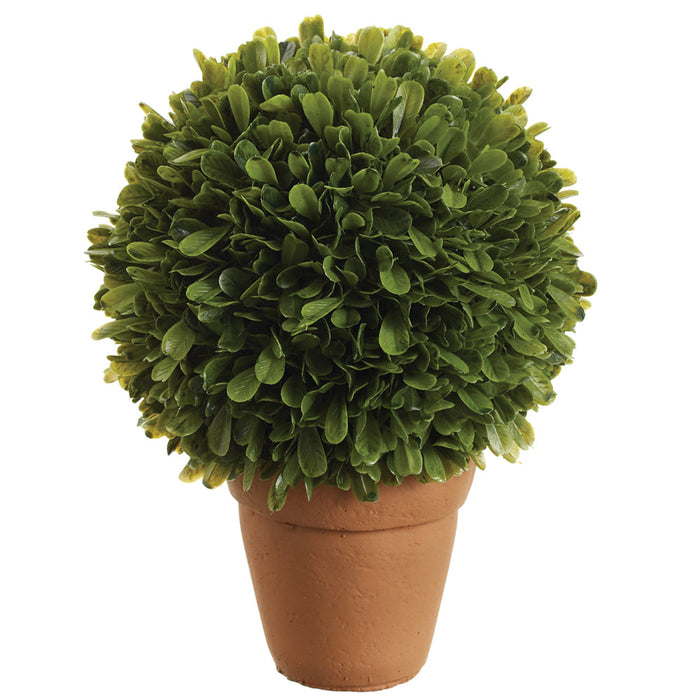 12" Boxwood Ball-Shaped Artificial Topiary Plant w/Cement Pot -Green (Pack of 2) - LPB137-GR