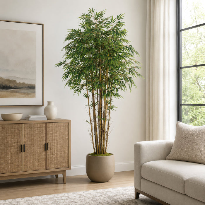 7' Natural Trunk Bamboo Silk Tree w/Pot -2,560 Leaves -Green (Pack of 2) - LPB157-GR/TT