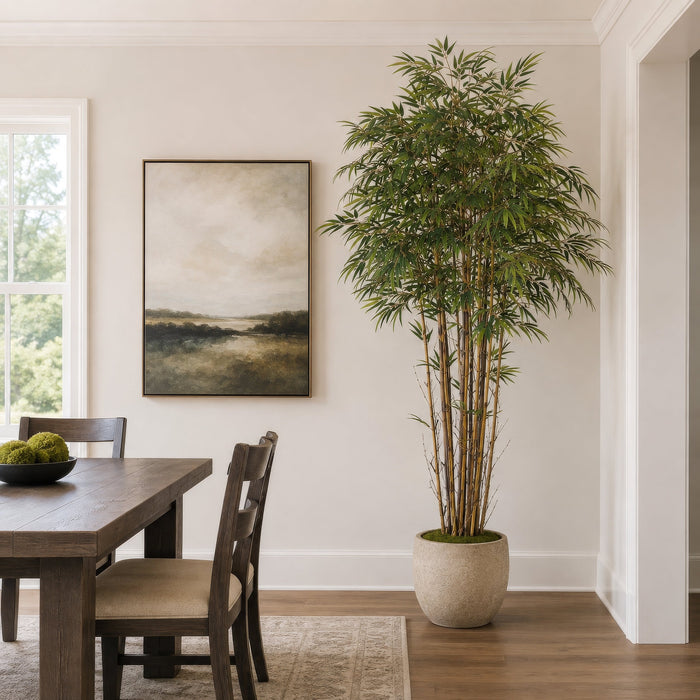 7' Natural Trunk Bamboo Silk Tree w/Pot -2,560 Leaves -Green (Pack of 2) - LPB157-GR/TT