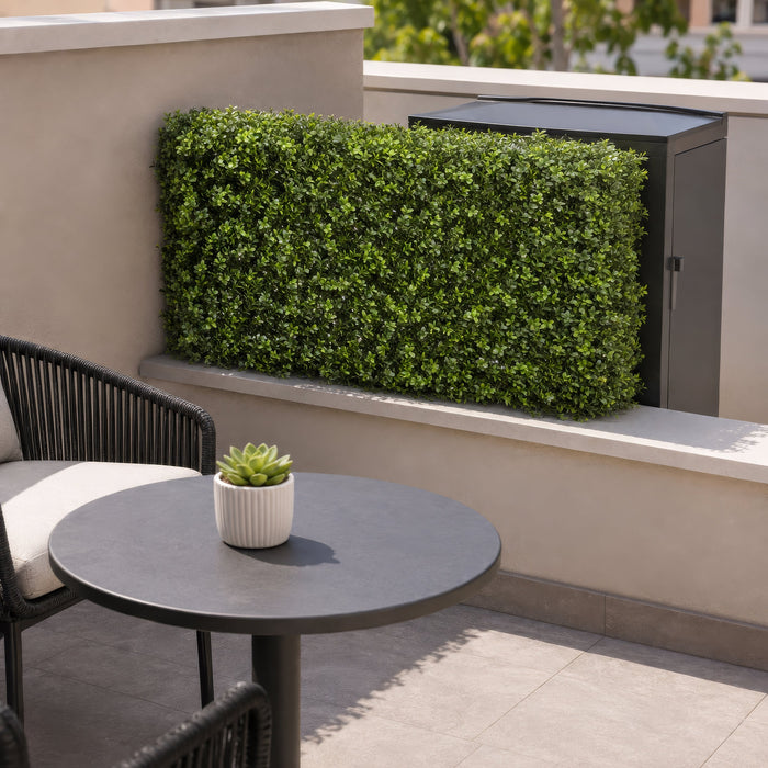 21.5"Hx37"Wx7"D Outdoor UV-Resistant Artificial Boxwood Topiary Hedge -Green - LPB246-GR