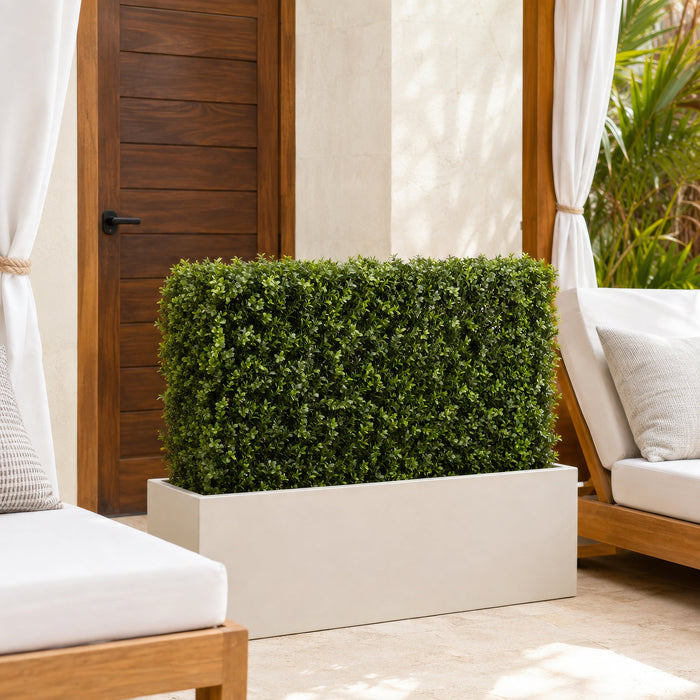 21.5"Hx37"Wx7"D Outdoor UV-Resistant Artificial Boxwood Topiary Hedge -Green - LPB246-GR