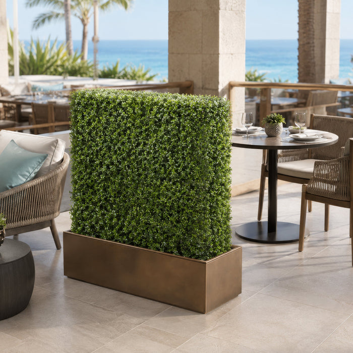 37.5"Hx40"Wx7.5"D Outdoor UV-Resistant Artificial Boxwood Topiary Hedge -Green - LPB249-GR