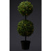 37" UV-Resistant Outdoor Artificial Double Boxwood Ball-Shaped Battery Operated LED-Lighted Topiary w/Pot -Green - LPB251-GR
