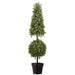 42" UV-Resistant Outdoor Artificial Boxwood Ball & Cone-Shaped Battery Operated LED-Lighted Topiary w/Pot -Green - LPB252-GR