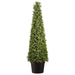 4' UV-Resistant Outdoor Artificial Boxwood Cone-Shaped Battery Operated LED-Lighted Topiary w/Pot -Green - LPB254-GR