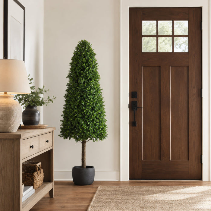 5'6" Boxwood Cone-Shaped Artificial Topiary Tree w/Pot -Green - LPB265-GR/TT