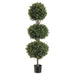 4' Boxwood Triple Ball-Shaped Artificial Topiary Tree w/Pot Indoor/Outdoor - LPB274-GR/TT