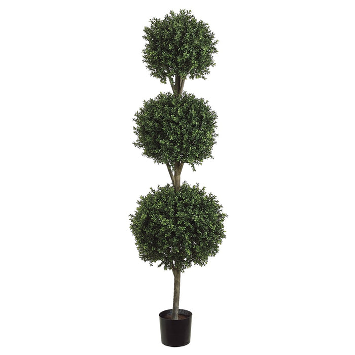6' Boxwood Triple Ball-Shaped Artificial Topiary Tree w/Pot Indoor/Outdoor - LPB276-GR/TT