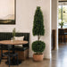 6' Boxwood Ball & Cone-Shaped Artificial Topiary Tree w/Pot -Green - LPB295-GR/TT