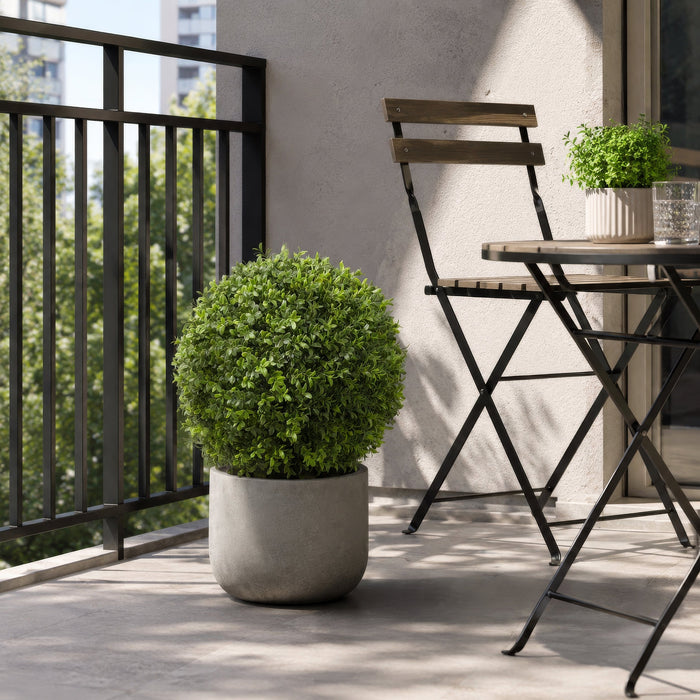 22"Hx16"W Outdoor UV-Resistant Artificial Boxwood Ball-Shaped Topiary w/Pot -Green - LPB300-GR