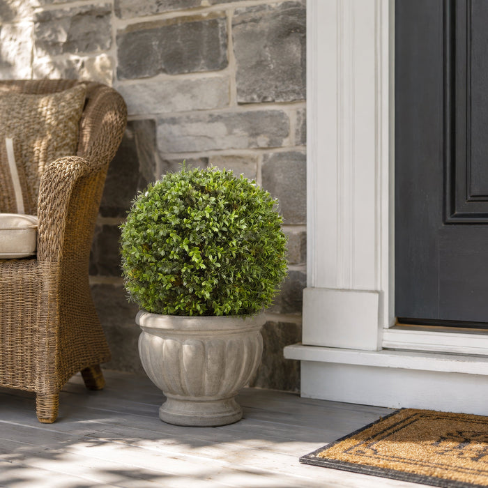 22"Hx16"W Outdoor UV-Resistant Artificial Boxwood Ball-Shaped Topiary w/Pot -Green - LPB300-GR
