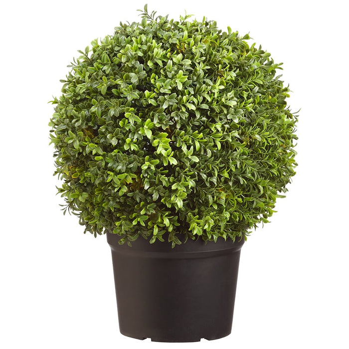 22" UV-Resistant Outdoor Artificial Boxwood Ball-Shaped Topiary w/Pot -Green - LPB300-GR