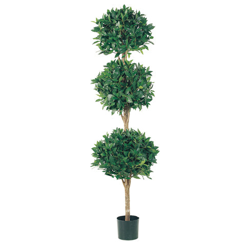 6' Sweet Bay Laurel Triple Ball-Shaped Silk Topiary Tree w/Pot -Green (pack of 2) - LPB316