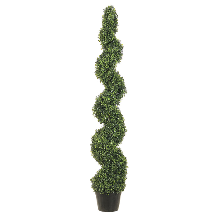 5' Pond Boxwood Spiral Artificial Topiary Tree w/Pot -Green - LPB715-GR