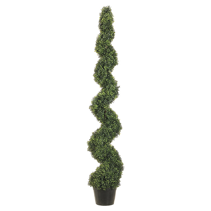 6' Pond Boxwood Spiral Artificial Topiary Tree w/Pot -Green - LPB716-GR