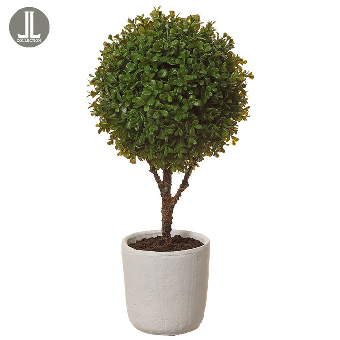 22" Boxwood Ball-Shaped Artificial Topiary w/Clay Pot -Green - LPB813-GR