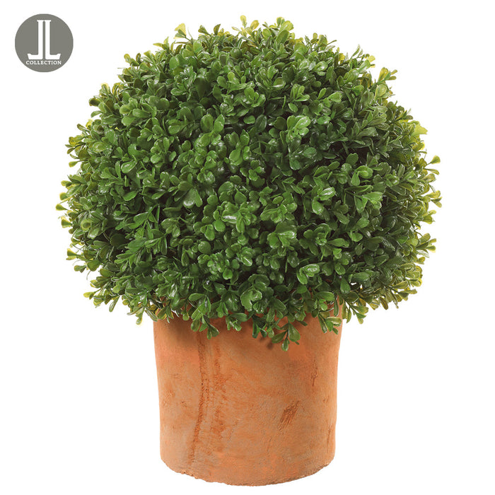 1'5" Boxwood Ball-Shaped Artificial Topiary Tree w/Clay Pot Indoor/Outdoor -Green - LPB824-GR