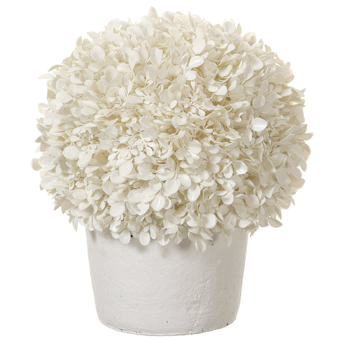 13" Boxwood Ball-Shaped Artificial Topiary w/Clay Pot -White (Pack of 2) - LPB830-WH