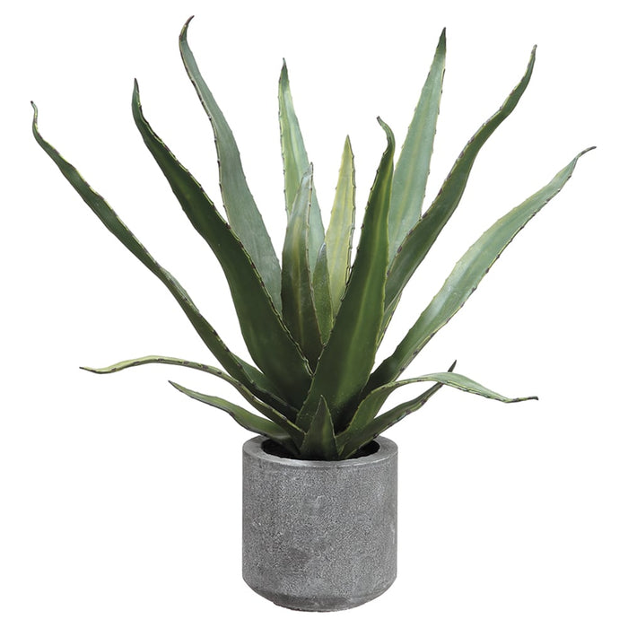 19" Agave Artificial Plant w/Cement Pot -Green (pack of 4) - LPC111-GR
