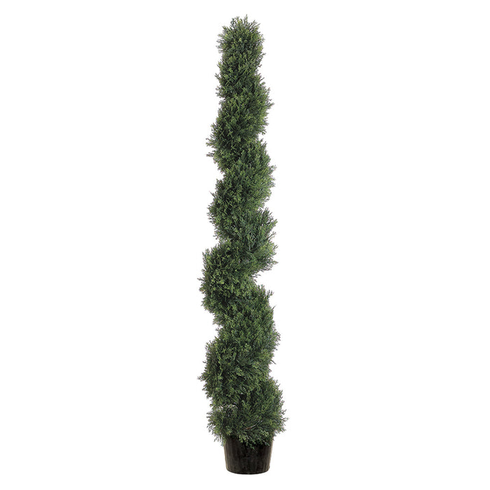6' Cedar Spiral Artificial Topiary Tree w/Pot -Green (Open Box) - SAFR-LPC816-GR