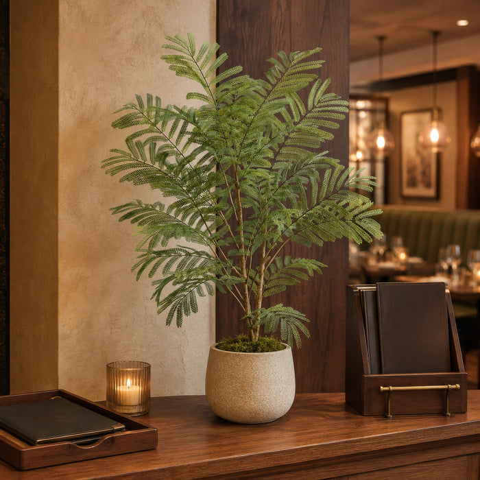 27" Delonix Regia Leaf Silk Plant w/Plastic Pot -Green (Pack of 4) - LPD532-GR