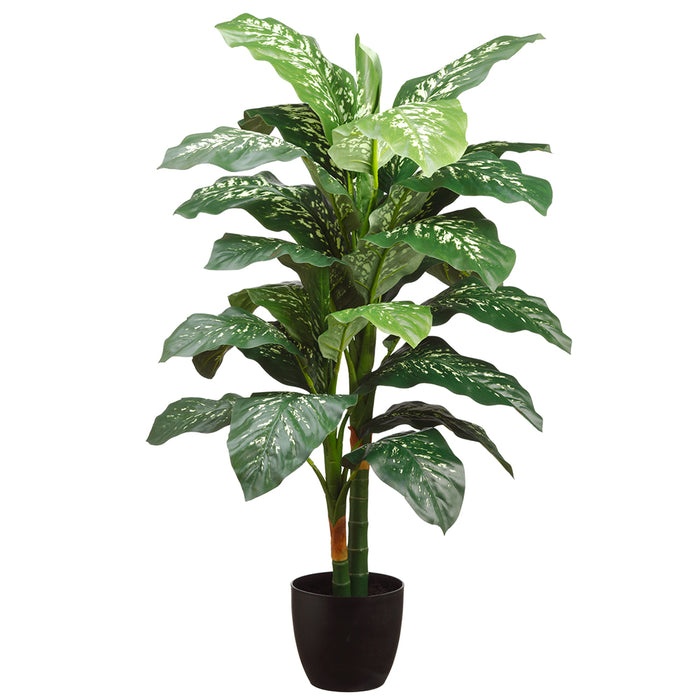 dieffenbachia 4 pot 4' Potted Artificial Double Trunk Dieffenbachia Plant