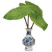12" Elephant Ear Leaf Silk Plant w/Ceramic Vase -Green (Pack of 4) - LPE062-GR